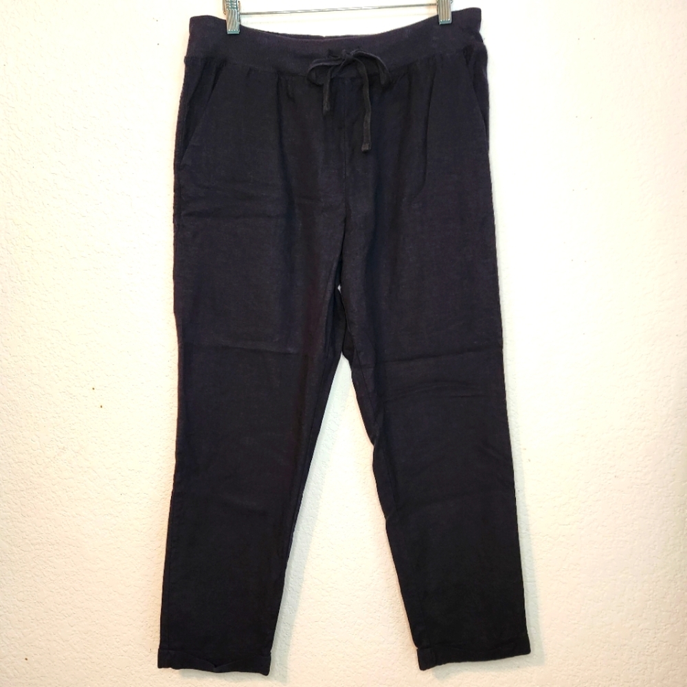 Lucky Brand Linen Blend Black Joggers with Drawstring Waist, Size M